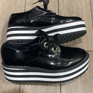 Milagros Platform Black & White Shoes Women’s 7 Imported from Mexico Goth Punk